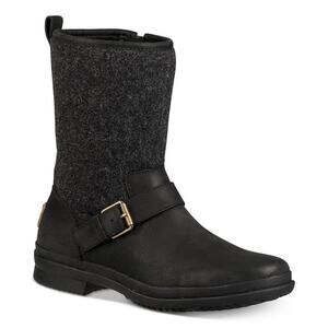 Ugg Women's Robbie Side Zip Leather & Wool Boots Size 6